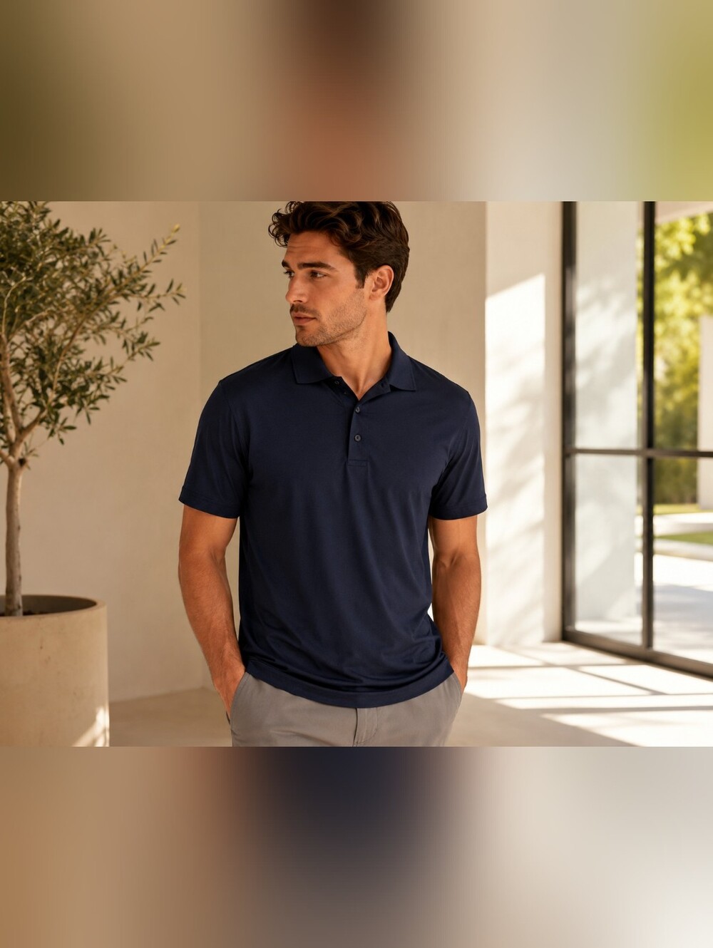 32 Degrees Cool Men’s Navy Polo Shirt Size Large Stretch Performance Short Sleev